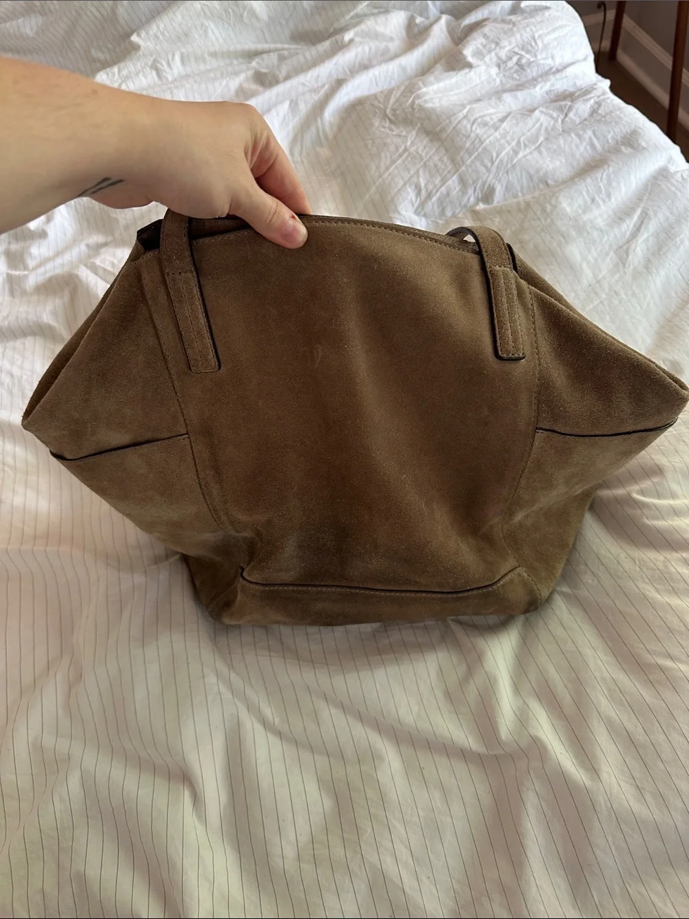 Michael Kors Ashbury Large Suede Tote Bag - Dark Khaki / Taupe